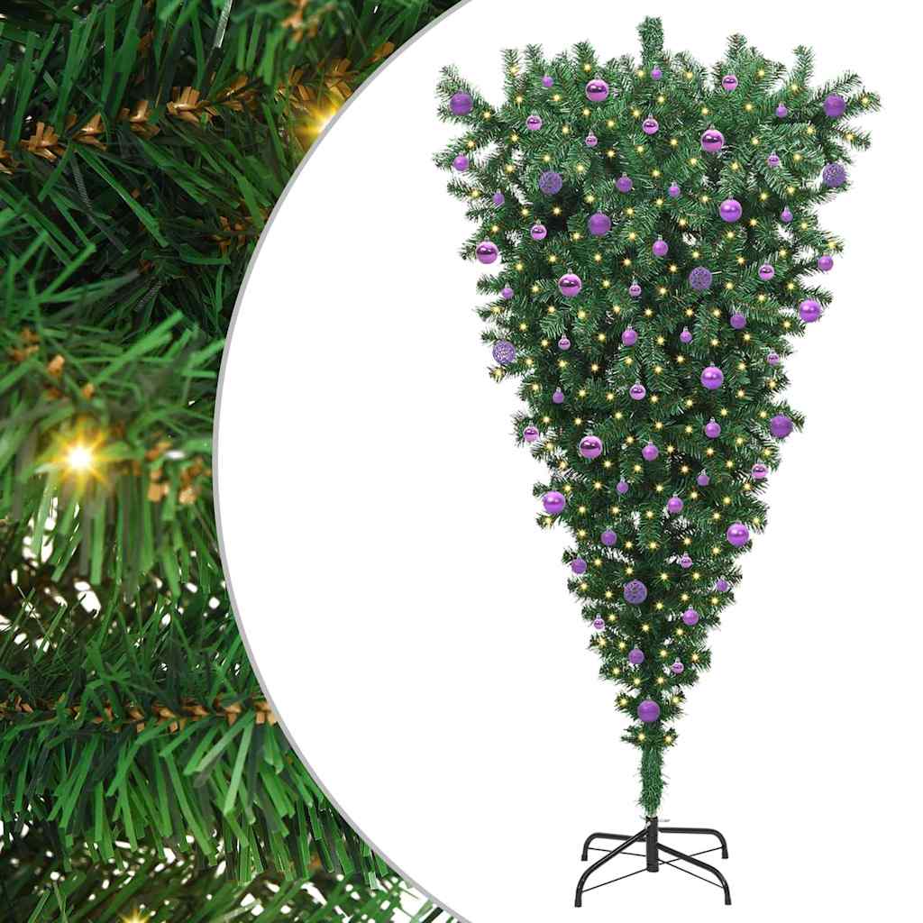 VidaXL umgedrehter künstlicher Weihnachtsbaum mit Kugelset grün 210 cm PVC