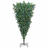 VidaXL umgedrehter künstlicher Weihnachtsbaum mit Kugelset grün 210 cm PVC - afbeelding 3