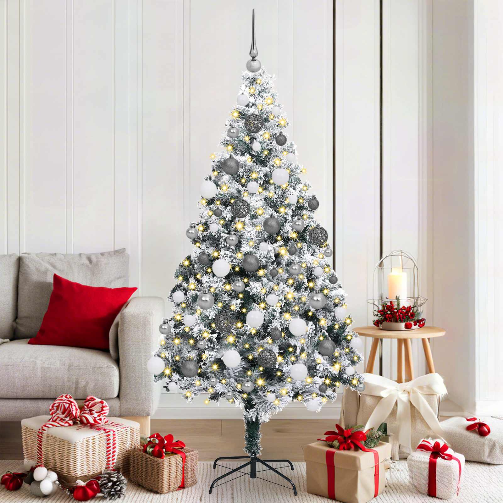 Künstlicher Weihnachtsbaum von Vidaxx mit 300 LEDs, weiß, 180 cm, PVC und Stahl und Kunststoff