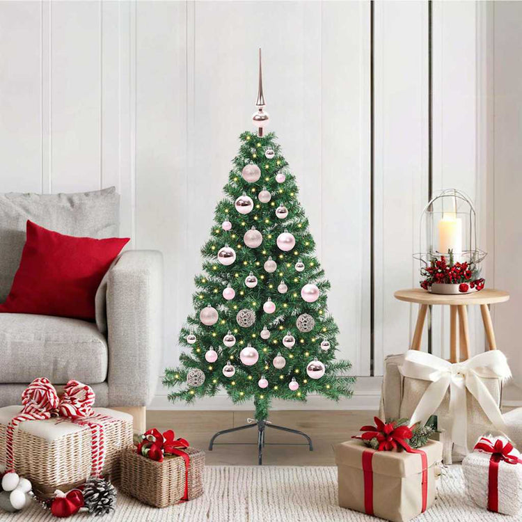 Vidaxx künstlicher, vorbeleuchteter Weihnachtsbaum mit 150 LEDs, grün, 120 cm, PVC