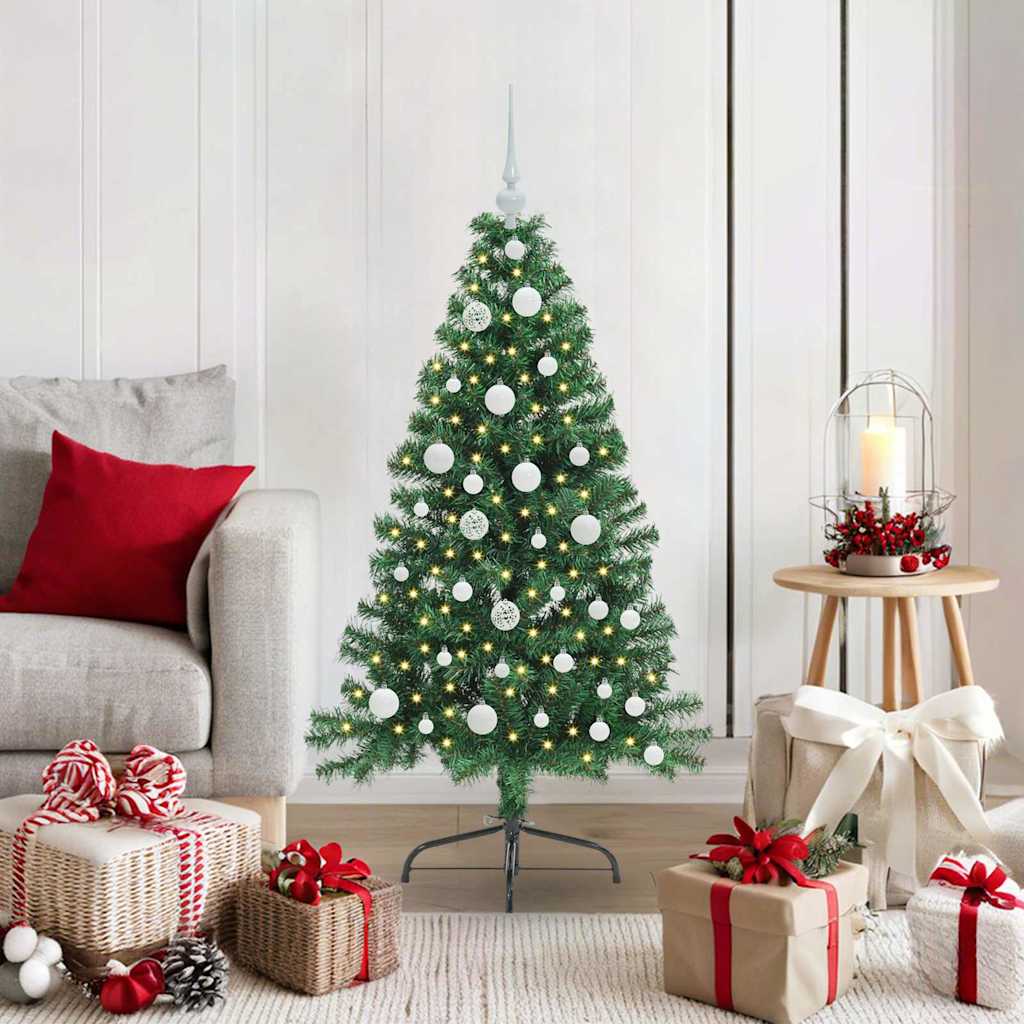 Vidaxx künstlicher, vorbeleuchteter Weihnachtsbaum mit 150 LEDs, grün, 120 cm, PVC