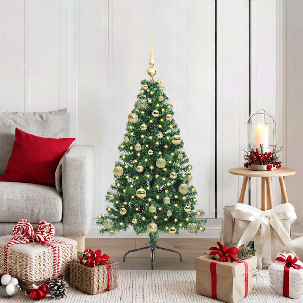 Vidaxx künstlicher, vorbeleuchteter Weihnachtsbaum mit 150 LEDs, grün, 120 cm, PVC