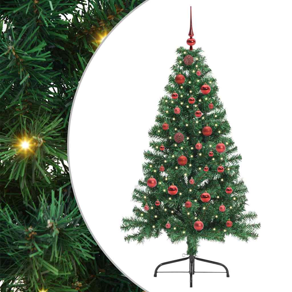 Vidaxx künstlicher, vorbeleuchteter Weihnachtsbaum mit 150 LEDs, grün, 150 cm, PVC