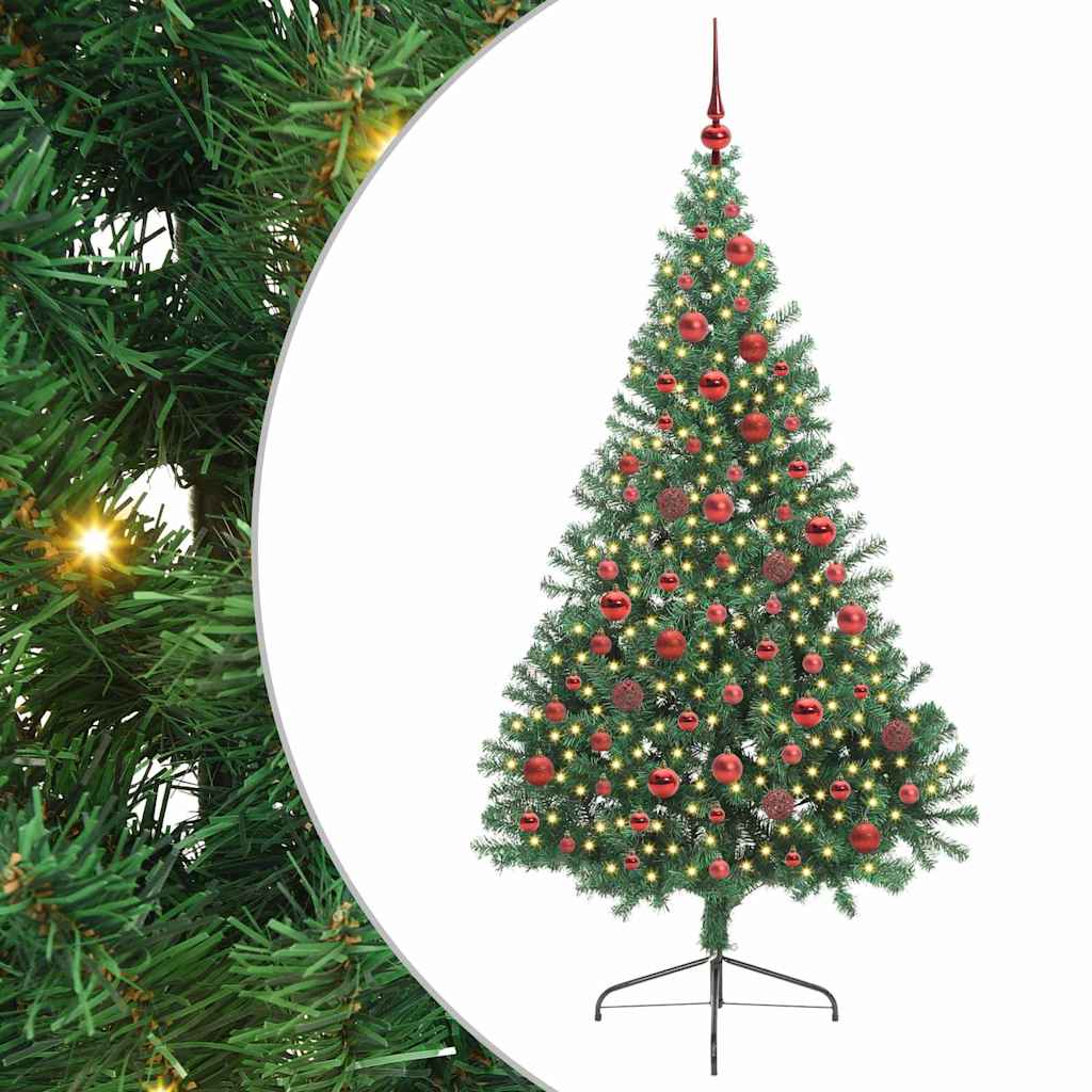 Vidaxx künstlicher, vorbeleuchteter Weihnachtsbaum mit 300 LEDs, grün, 180 cm, PVC