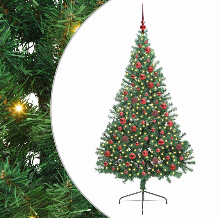 Vidaxx künstlicher, vorbeleuchteter Weihnachtsbaum mit 300 LEDs, grün, 180 cm, PVC