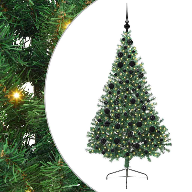 Vidaxx künstlicher, vorbeleuchteter Weihnachtsbaum mit 300 LEDs, grün, 180 cm, PVC