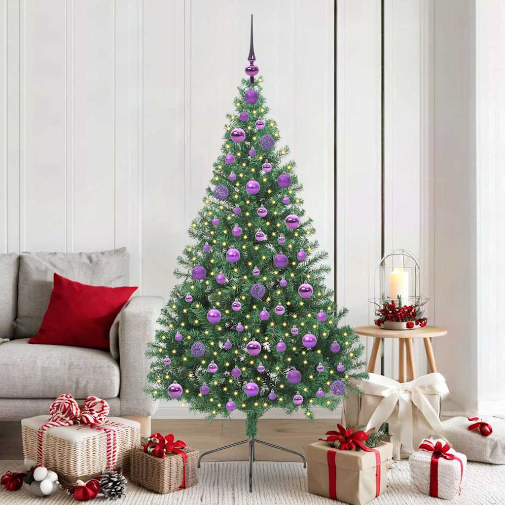 Vidaxx künstlicher, vorbeleuchteter Weihnachtsbaum mit 300 LEDs, grün, 180 cm, PVC
