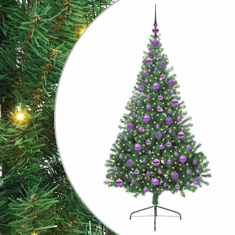 Vidaxx künstlicher, vorbeleuchteter Weihnachtsbaum mit 300 LEDs, grün, 180 cm, PVC