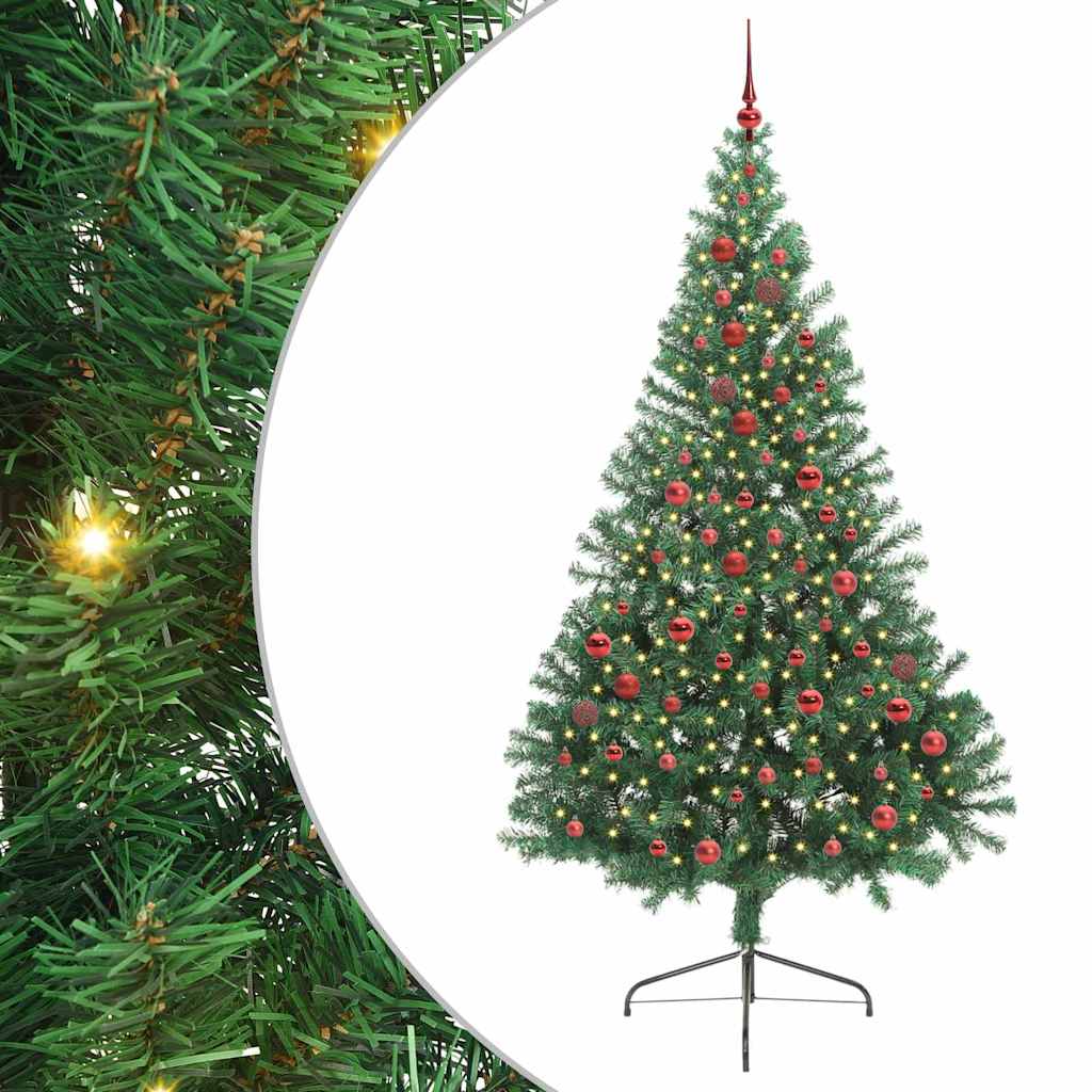 Vidaxx künstlicher, vorbeleuchteter Weihnachtsbaum mit 300 LEDs, grün, 210 cm, PVC