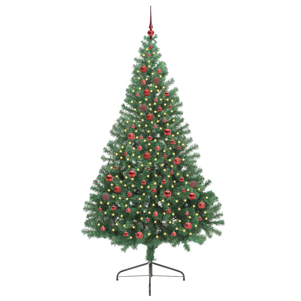 Vidaxx künstlicher, vorbeleuchteter Weihnachtsbaum mit 300 LEDs, grün, 210 cm, PVC