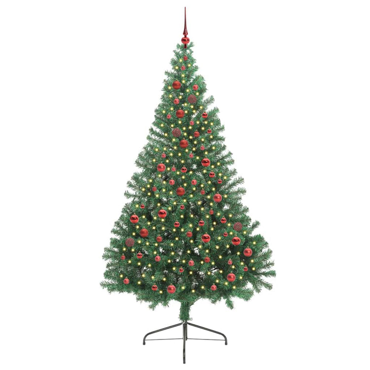 Vidaxx künstlicher, vorbeleuchteter Weihnachtsbaum mit 300 LEDs, grün, 210 cm, PVC