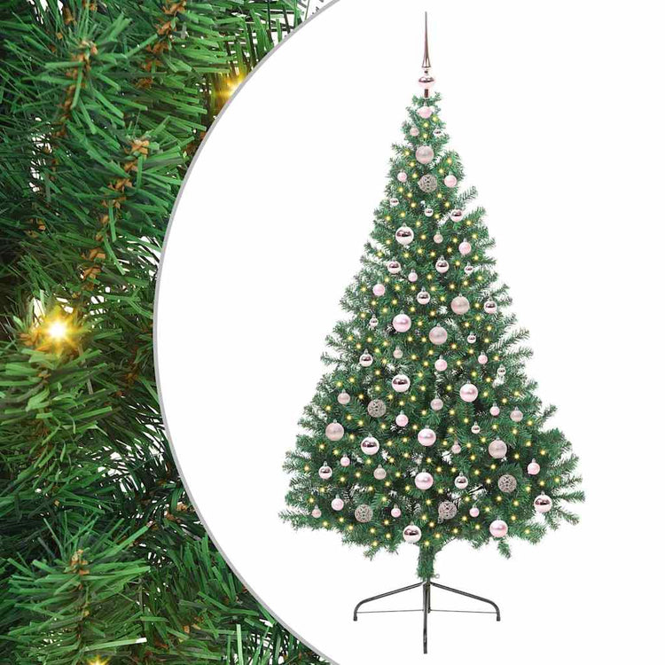 Vidaxx künstlicher, vorbeleuchteter Weihnachtsbaum mit 300 LEDs, grün, 210 cm, PVC