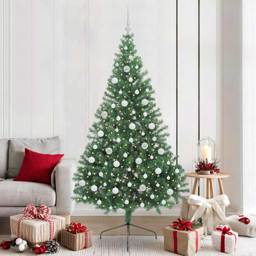 Vidaxx künstlicher, vorbeleuchteter Weihnachtsbaum mit 300 LEDs, grün, 210 cm, PVC