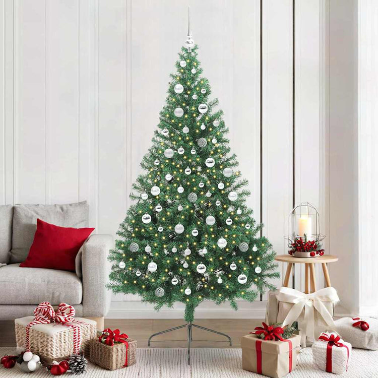Vidaxx künstlicher, vorbeleuchteter Weihnachtsbaum mit 300 LEDs, grün, 210 cm, PVC