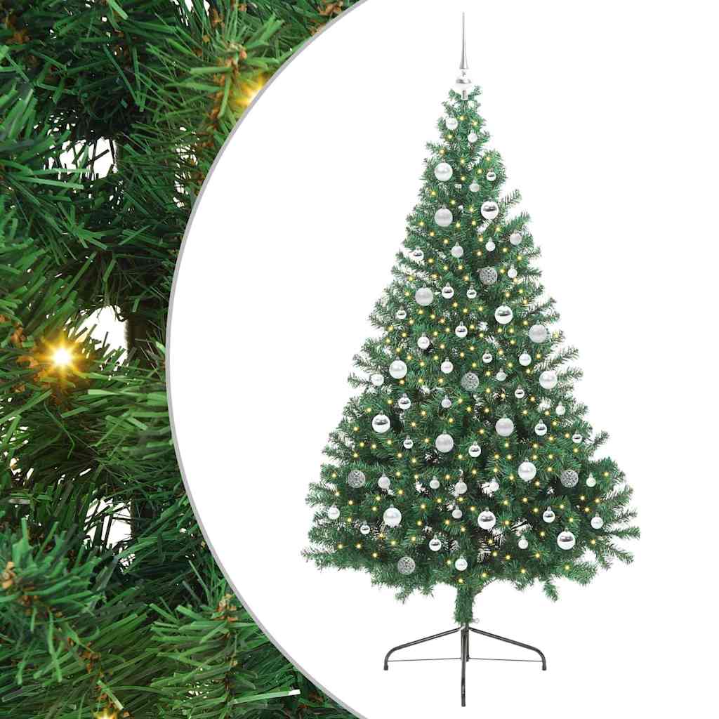 Vidaxx künstlicher, vorbeleuchteter Weihnachtsbaum mit 300 LEDs, grün, 210 cm, PVC