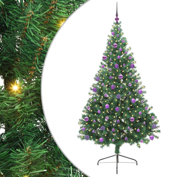 Vidaxx künstlicher, vorbeleuchteter Weihnachtsbaum mit 300 LEDs, grün, 210 cm, PVC