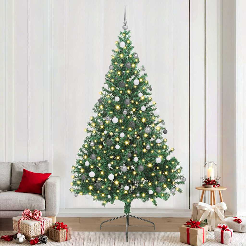 Vidaxx künstlicher, beleuchteter Weihnachtsbaum mit 300 LEDs, grün, 240 cm, PVC