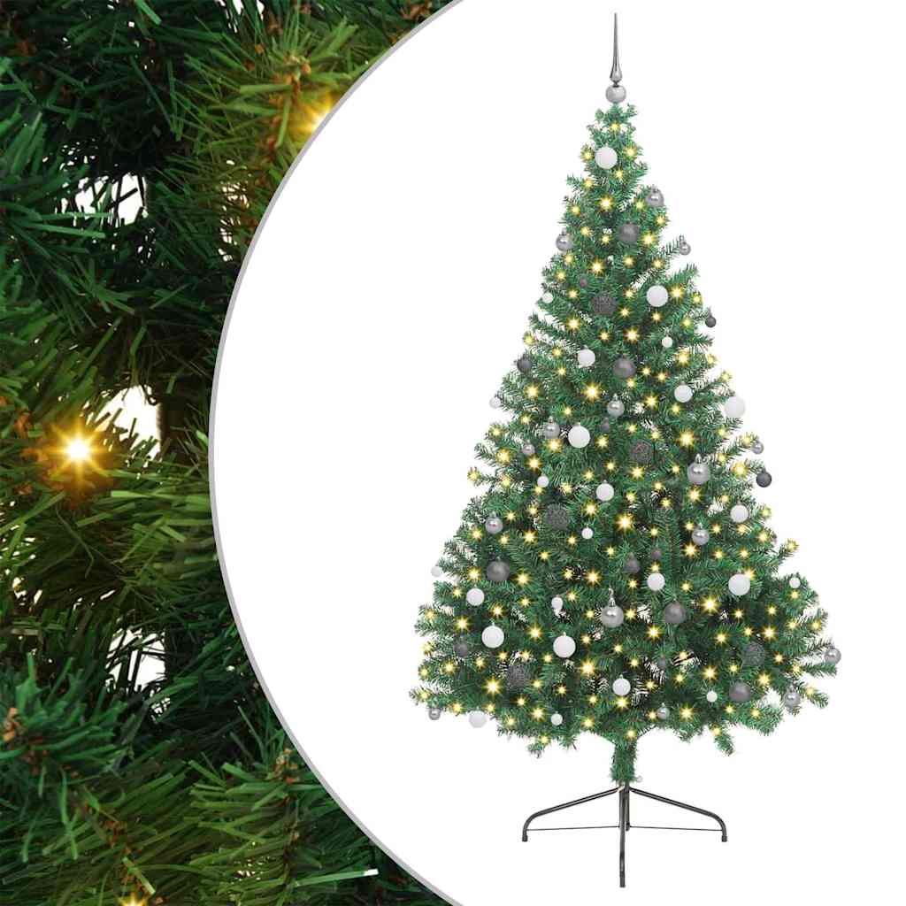 Vidaxx künstlicher, beleuchteter Weihnachtsbaum mit 300 LEDs, grün, 240 cm, PVC