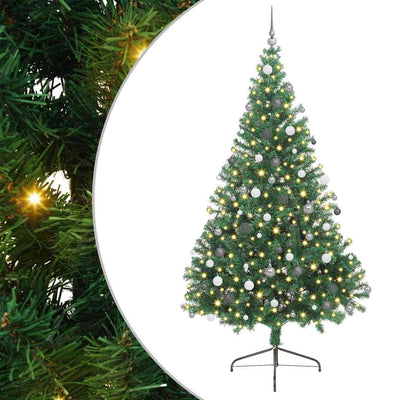 Vidaxx künstlicher, beleuchteter Weihnachtsbaum mit 300 LEDs, grün, 240 cm, PVC