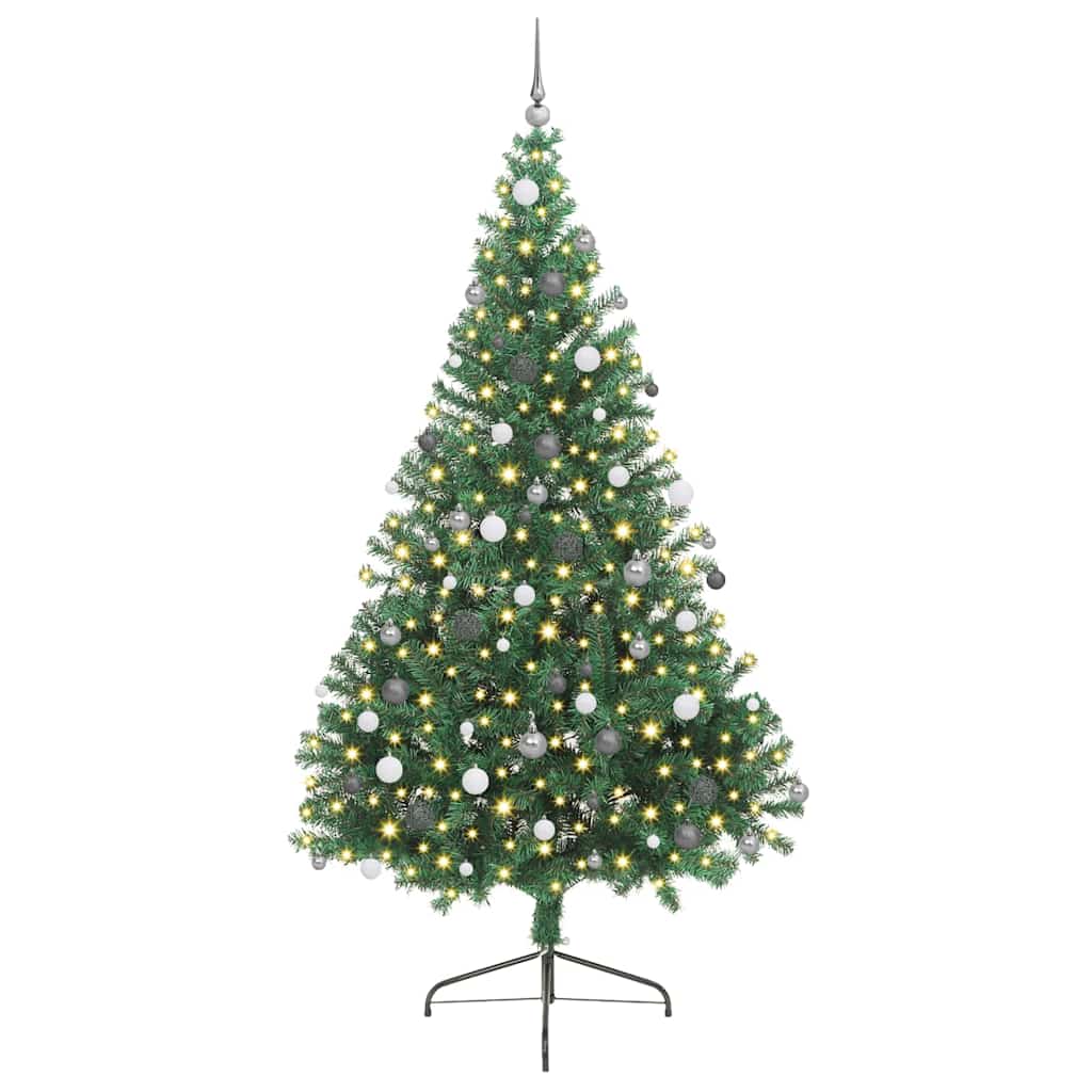 Vidaxx künstlicher, beleuchteter Weihnachtsbaum mit 300 LEDs, grün, 240 cm, PVC