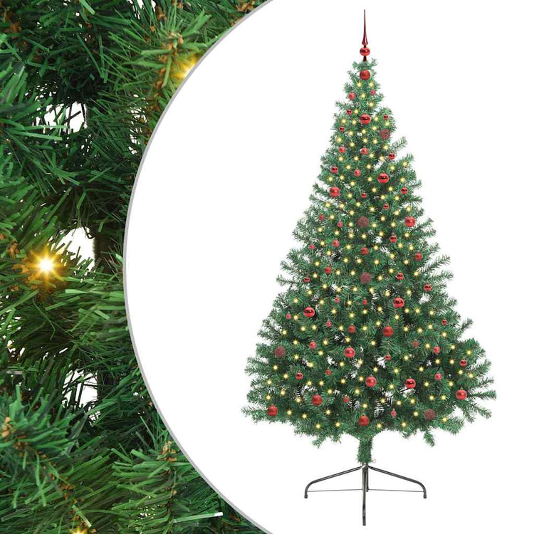Vidaxx künstlicher, beleuchteter Weihnachtsbaum mit 300 LEDs, grün, 240 cm, PVC