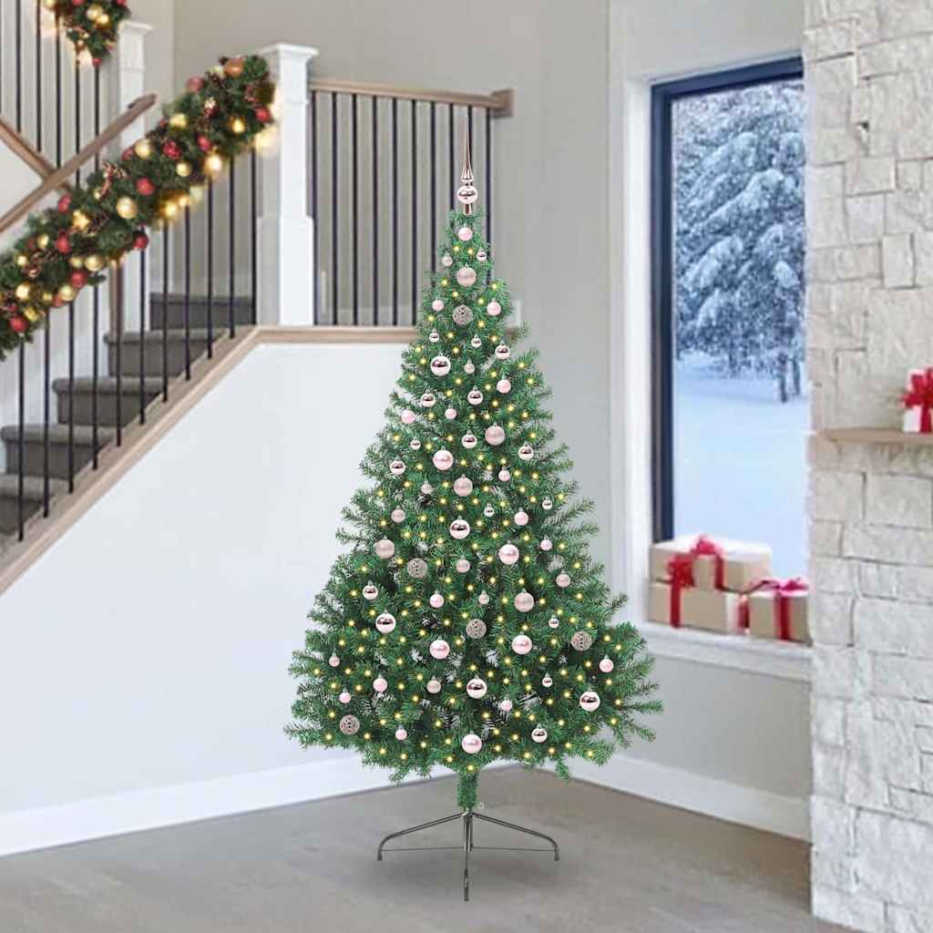 Vidaxx künstlicher, beleuchteter Weihnachtsbaum mit 300 LEDs, grün, 240 cm, PVC