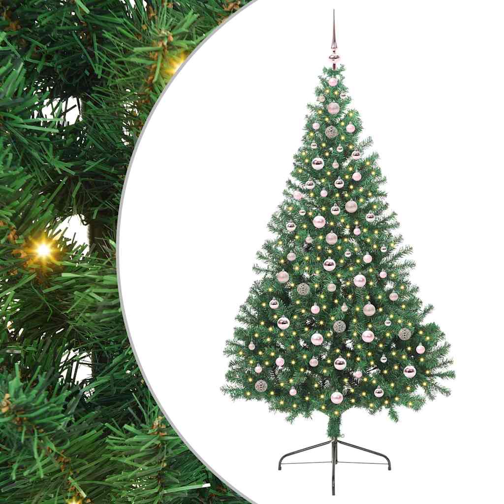Vidaxx künstlicher, beleuchteter Weihnachtsbaum mit 300 LEDs, grün, 240 cm, PVC