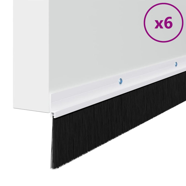 Vidaxx schraubbare Türbürstenverschlüsse 6 Stück weiß 100 cm