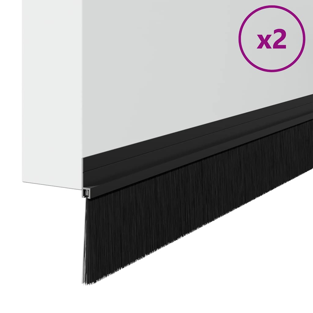 Vidaxx selbstklebende Türbürsten 2 Stück schwarz 100 cm Aluminiumlegierung