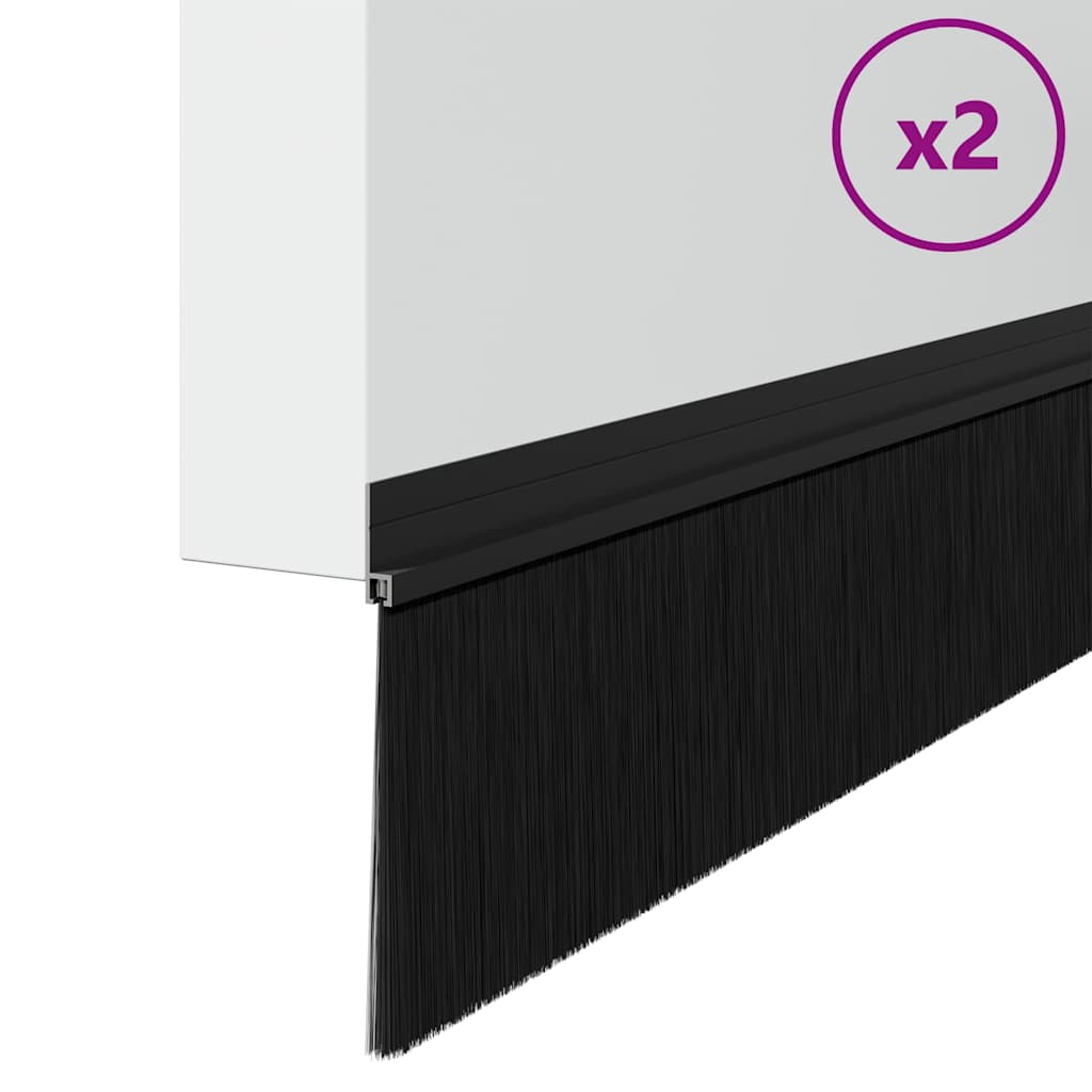 Vidaxx selbstklebende Türbürsten 2 Stück schwarz 100 cm Aluminiumlegierung