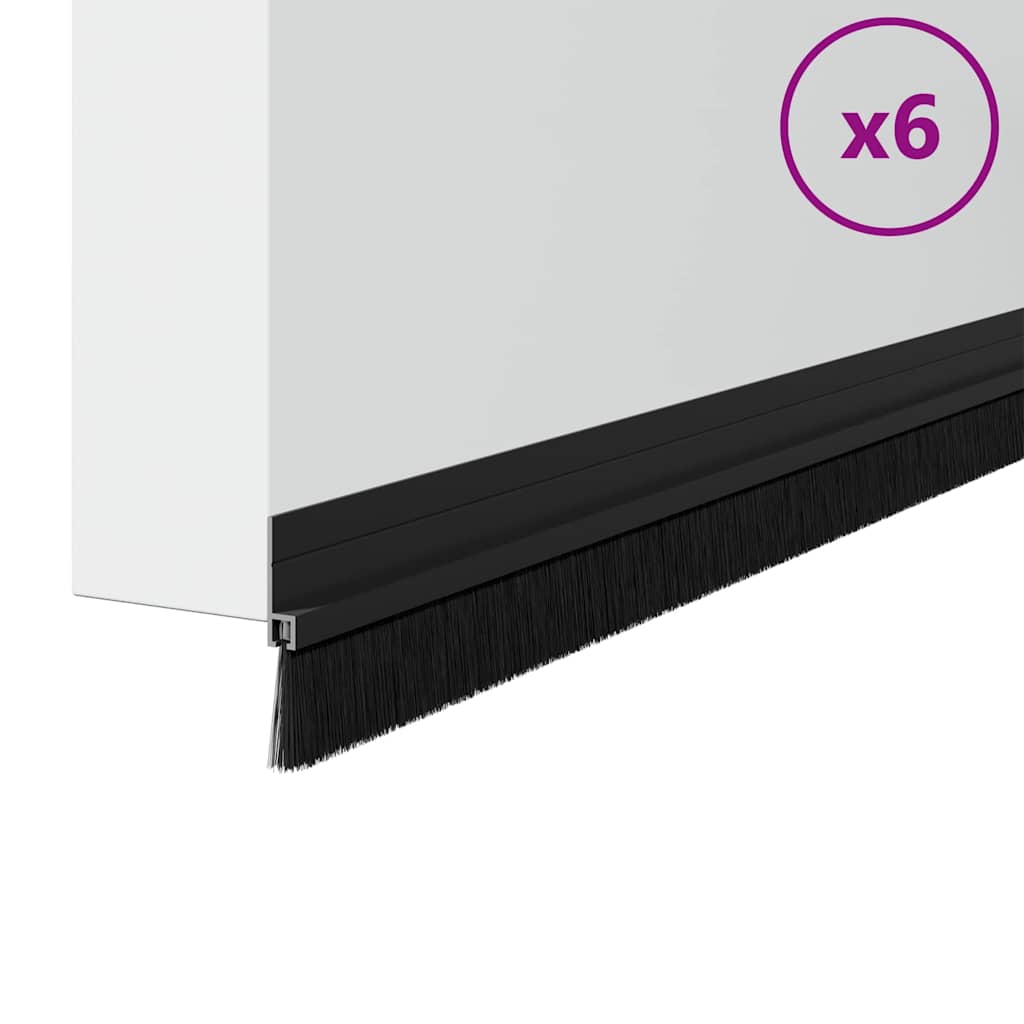 Vidaxx selbstklebende Türbürsten 6 Stück schwarz 100 cm Aluminiumlegierung