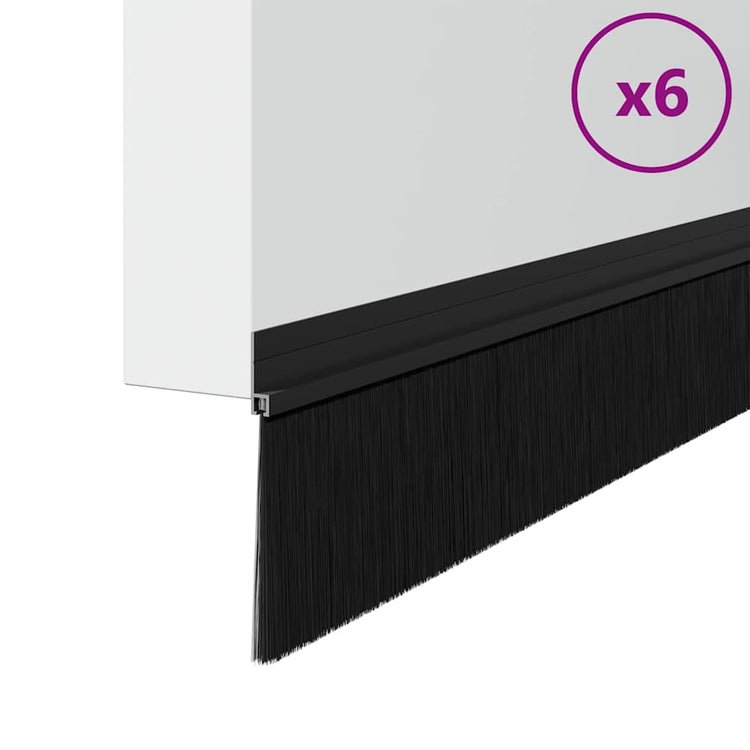 Vidaxx selbstklebende Türbürsten 6 Stück schwarz 100 cm Aluminiumlegierung