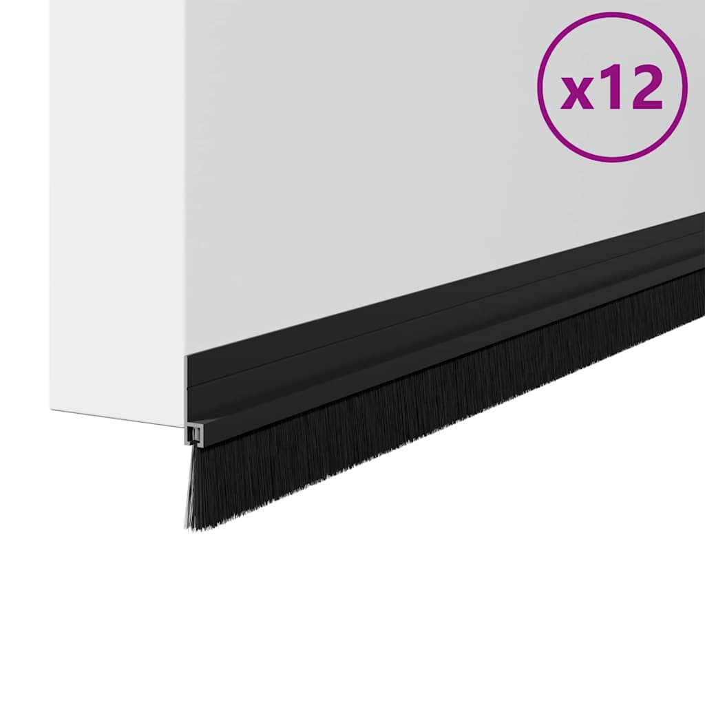 Vidaxx selbstklebende Türbürsten 12 Stück schwarz 100 cm