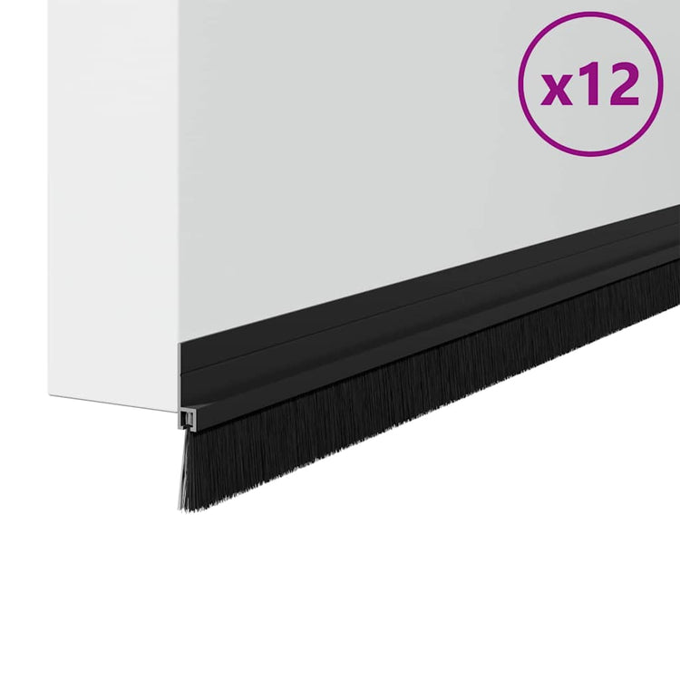 Vidaxx selbstklebende Türbürsten 12 Stück schwarz 100 cm
