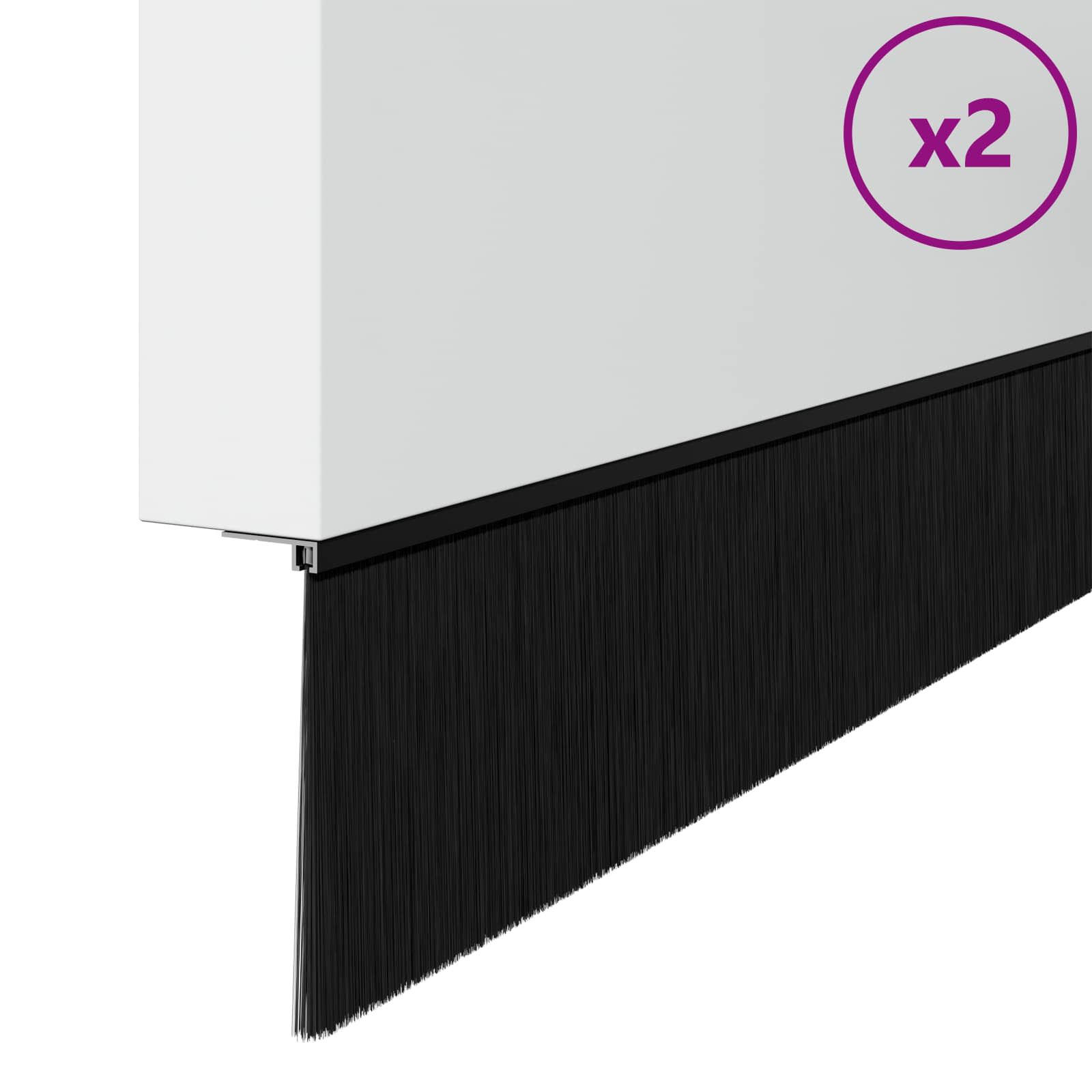 Vidaxx selbstklebende Türbürsten 2 Stück schwarz 100 cm Aluminiumlegierung