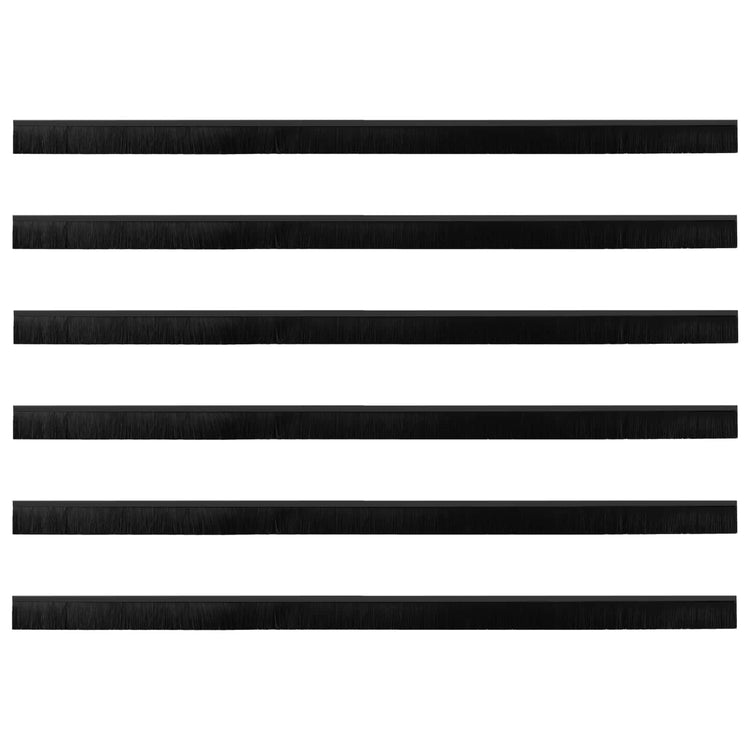 Vidaxx selbstklebende Türbürsten 6 Stück schwarz 100 cm Aluminiumlegierung