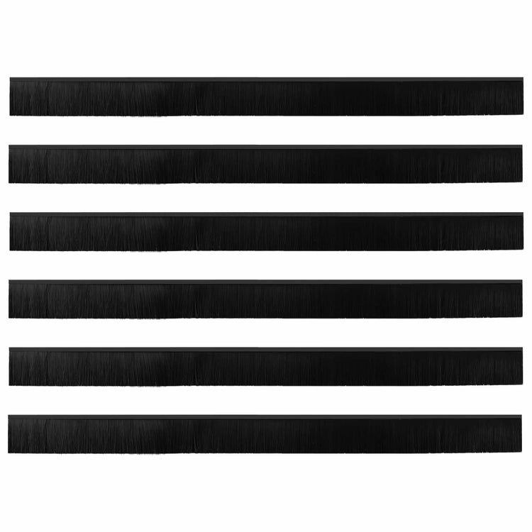 Vidaxx selbstklebende Türbürsten 6 Stück schwarz 100 cm Aluminiumlegierung
