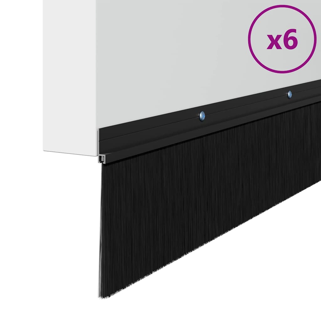 VidaXL schraubbare Türbürstenverschlüsse 6 Stück schwarz 100 cm