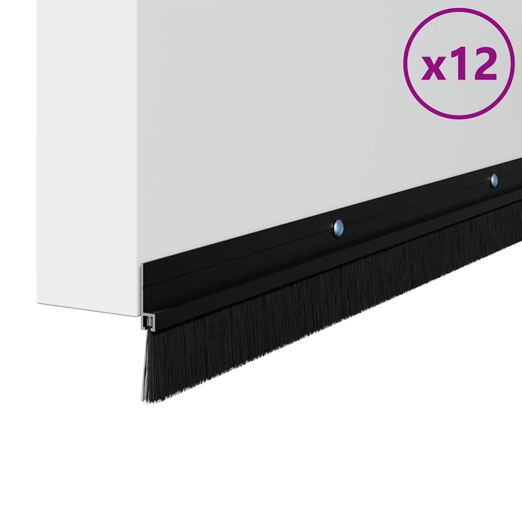 VidaXL schraubbare Türbürstenverschlüsse 12 Stück schwarz 100 cm