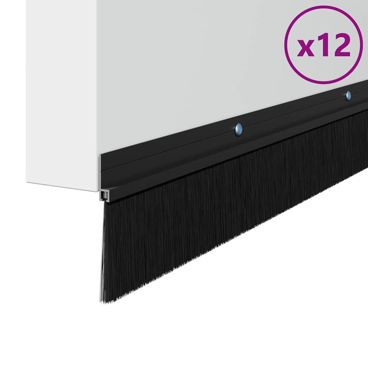VidaXL schraubbare Türbürstenverschlüsse 12 Stück schwarz 100 cm