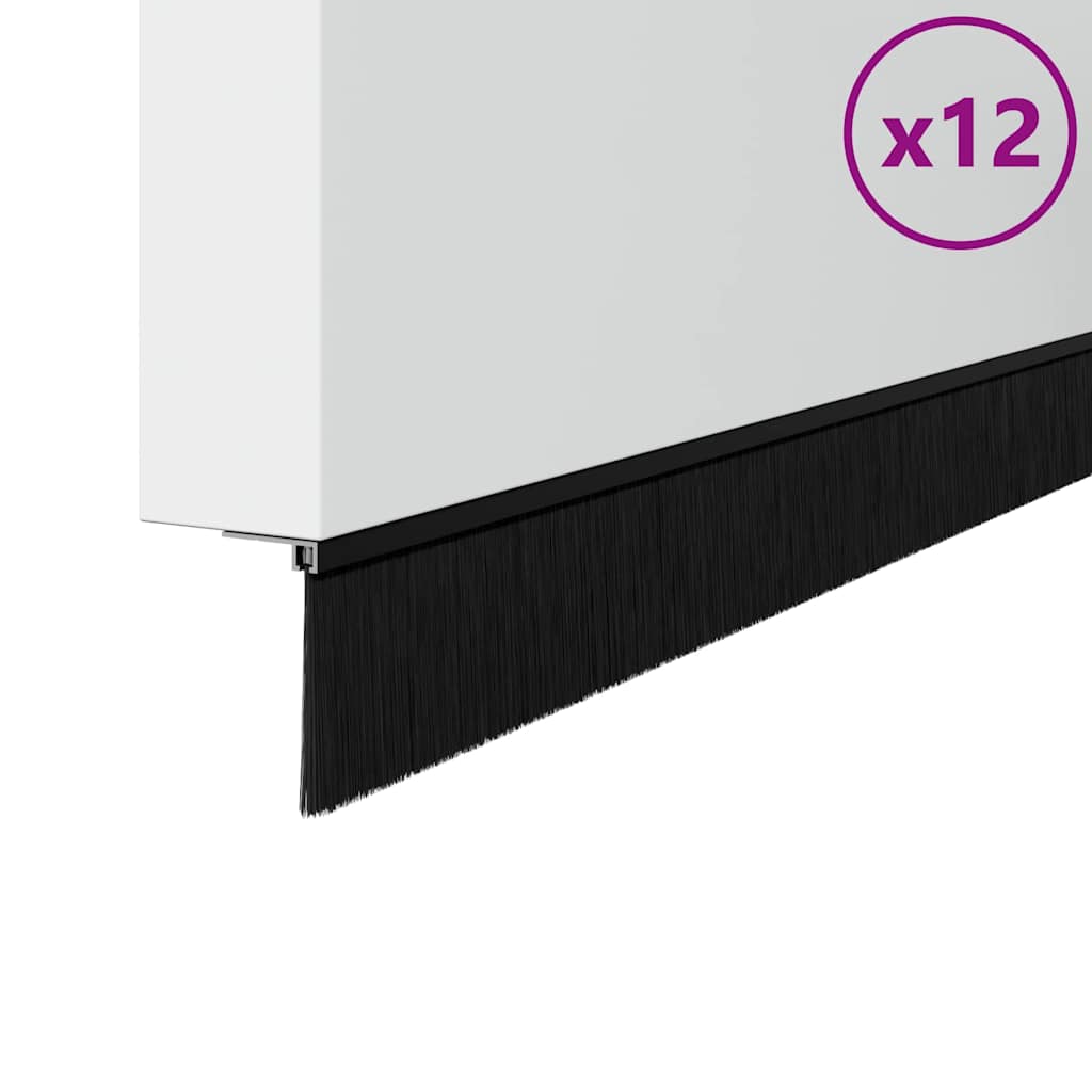 VidaXL schraubbare Türbürstenverschlüsse 12 Stück schwarz 100 cm