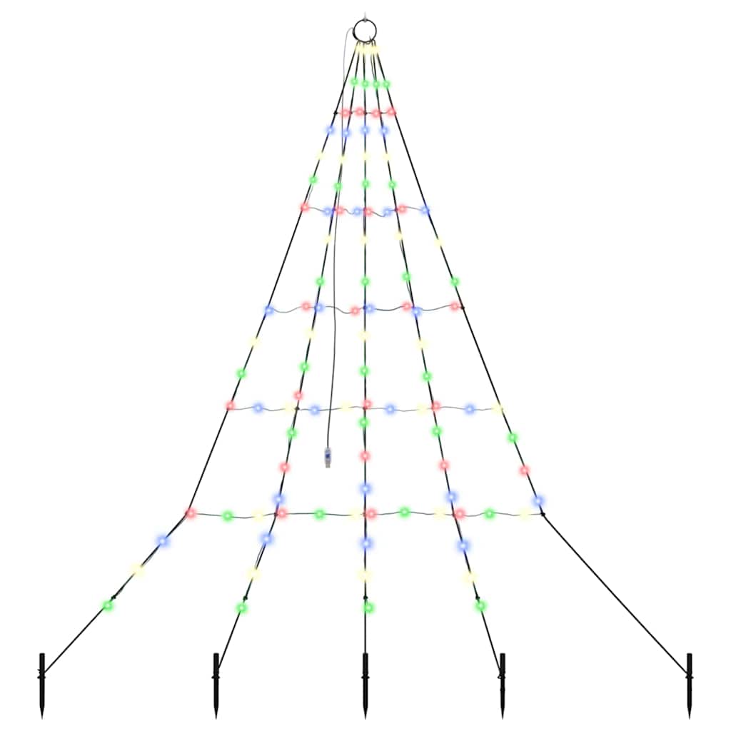 VidaXL LED-Weihnachtsbaum mit Erdspießen mehrfarbig 182 cm Metall