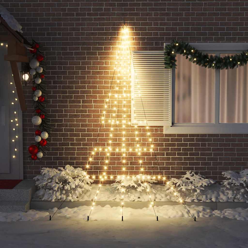 VidaXL LED-Weihnachtsbaum mit Erdspießen warmweiß 306 cm Metall