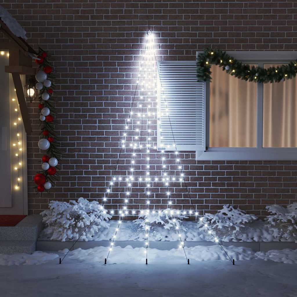 VidaXL LED-Weihnachtsbaum mit Erdspießen kaltweiß 306 cm Metall