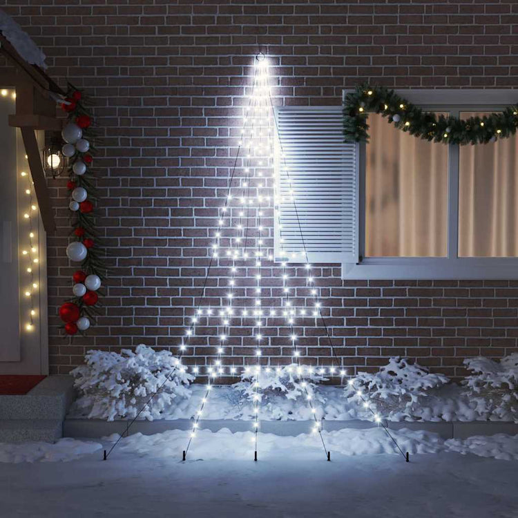 VidaXL LED-Weihnachtsbaum mit Erdspießen kaltweiß 306 cm Metall