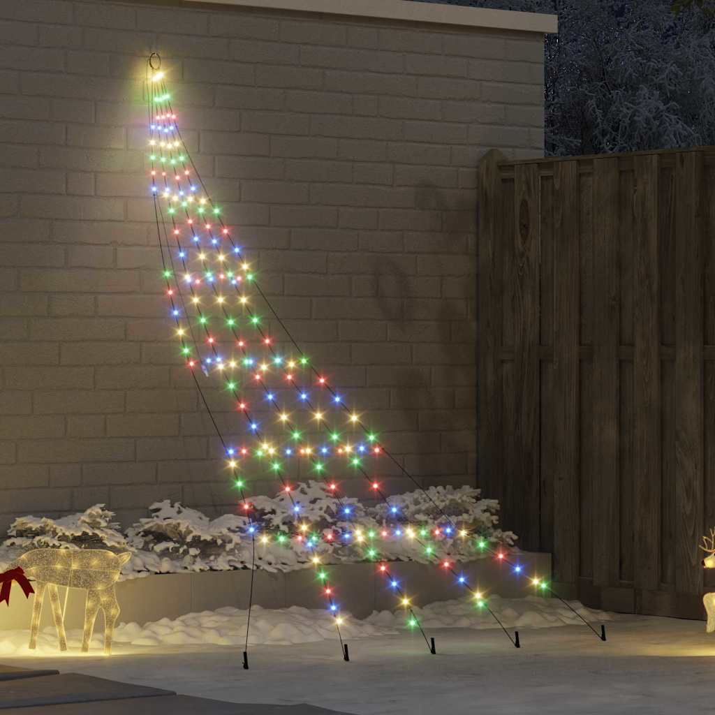 VidaXL LED-Weihnachtsbaum mit Erdspießen mehrfarbig 306 cm Metall