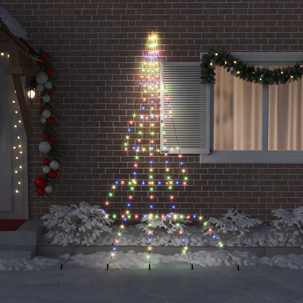 VidaXL LED-Weihnachtsbaum mit Erdspießen mehrfarbig 306 cm Metall