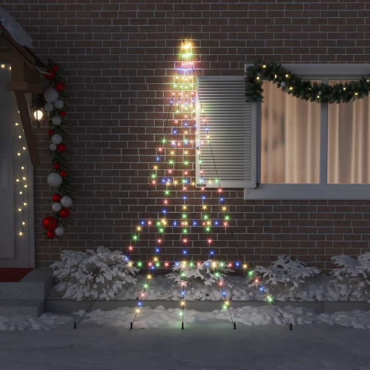 VidaXL LED-Weihnachtsbaum mit Erdspießen mehrfarbig 306 cm Metall
