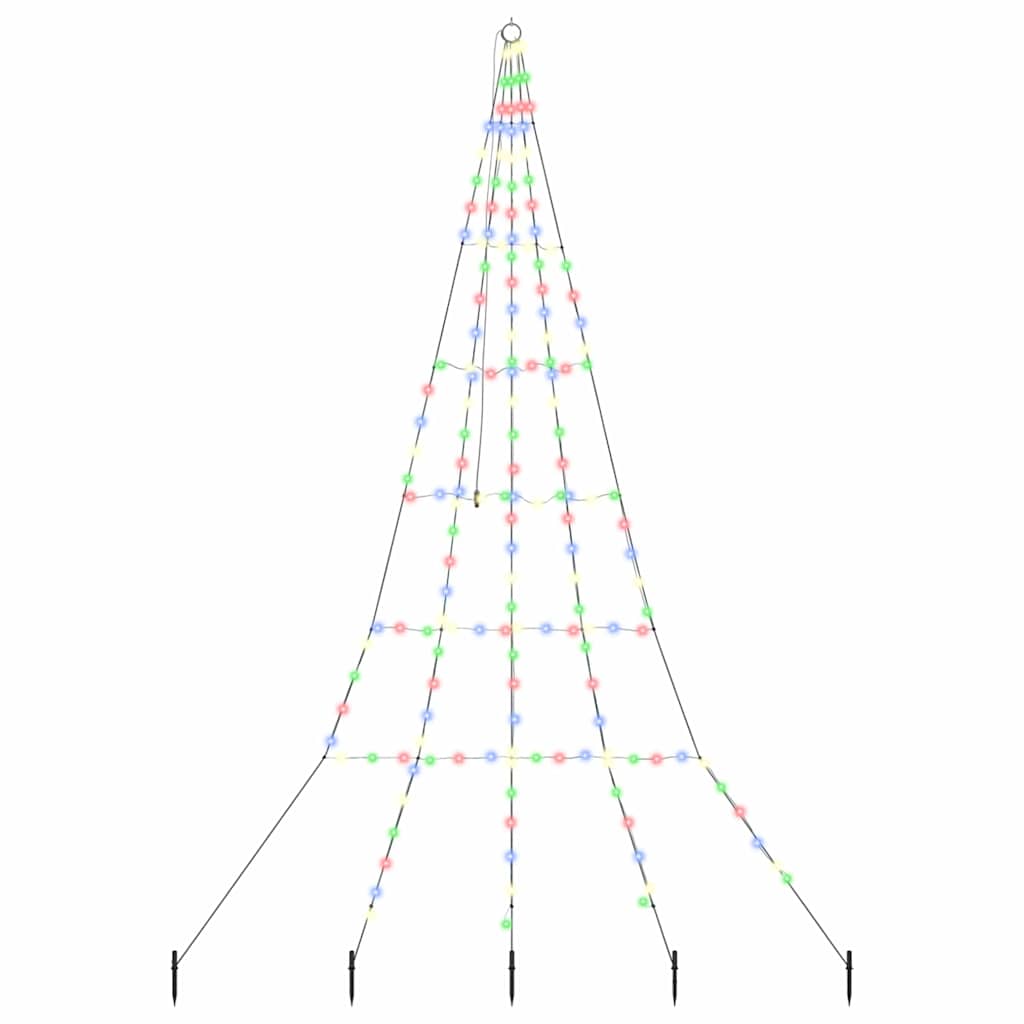 VidaXL LED-Weihnachtsbaum mit Erdspießen mehrfarbig 306 cm Metall