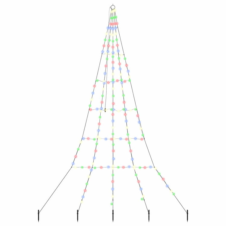 VidaXL LED-Weihnachtsbaum mit Erdspießen mehrfarbig 306 cm Metall